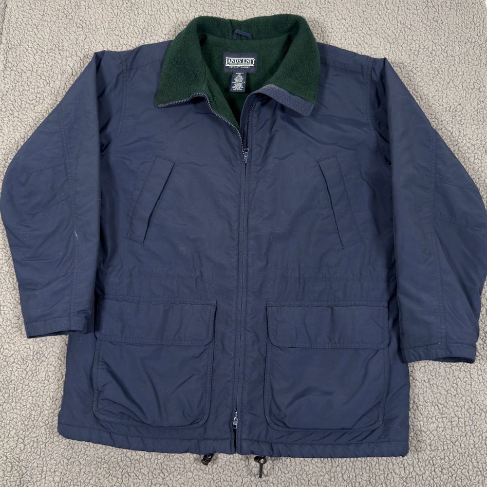 Lands End Classic Squall Bomber Jacket Women L Fleece Lined Polartec Vintage 90s - Picture 2 of 14